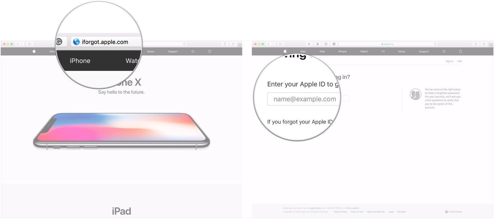 Перейдите на iforgot.apple.com, введите адрес электронной почты